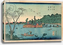 Постер Кэйсай Эйсэн Spring View of the Benten Shrine, Shinobazu Pond, c.1830
