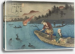 Постер Кэйсай Эйсэн No.55 Cormorant Fishing Boat at Nagae River near Ko_to Station, 1830-1844