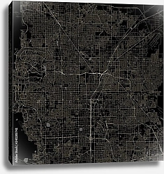 Постер План города Лас-Вегас, Невада, США, в черном цвете