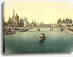 Постер Франция. Париж, Дворец Наций с видом на мост