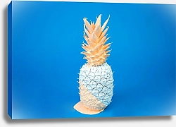 Постер Золотой ананас на голубом