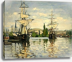 Постер Моне Клод (Claude Monet) Ships Riding on the Seine at Rouen