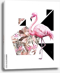 Постер Абстракция с розовым фламинго 3