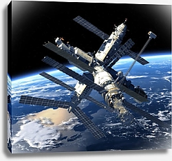 Постер Космическая станция на орбите планеты Земля