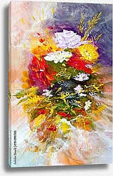 Постер Абстрактная картина с букетом летних цветов