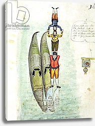 Постер Школа: Итальянская 18в Three men balancing on two gondolas, 1772