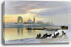 Постер Добровольский Николай Переправа через Ангару в Иркутске. 1886