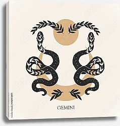 Постер Знак зодиака Близнецы в стиле бохо