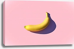 Постер Желтый банан на розовом фоне