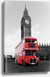 Постер Англия, Лондон. Красный ретро автобус