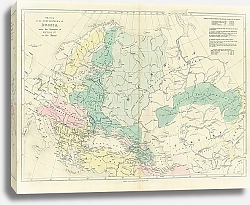 Постер Карта России с момента вступления на престол Петра I, 1856 г. 1