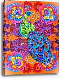 Постер Таттерсфильд Джейн (совр) Peacock with flowers, 2015,