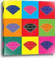 Постер Девять цветных бриллиантов на цветном фоне