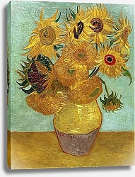 Постер Ван Гог Винсент (Vincent Van Gogh) Натюрморт: двенадцать подсолнухов в вазе, 1889 Первый вариант