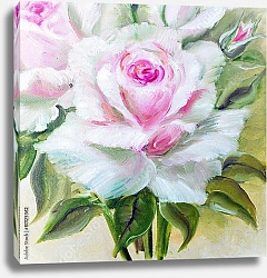 Постер Винтажные бело-розовые розы, деталь