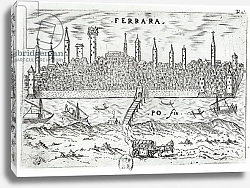 Постер Школа: Итальянская 16в. Panoramic view of Ferrara from the opposite bank of the River Po