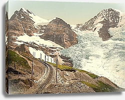 Постер Швейцария. Железная дорога Юнгфрау. Горы Эйгер и Монх
