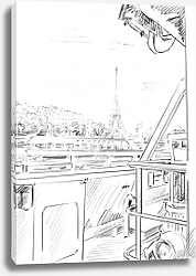 Постер Париж в Ч/Б рисунках #28