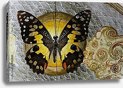 Постер Чёрно-жёлтая бабочка с орнаментом