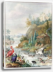 Постер Птицы возле горного ручья