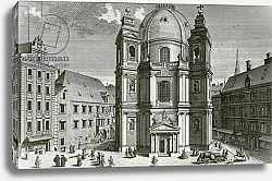 Постер Клейнер Саломон (грав) View of the Peterskirche, Vienna engraved by Johann Bernard Hattinger