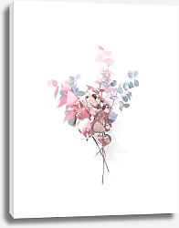 Постер Букетик из розовых и голубых листьев