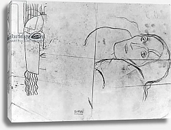 Постер Климт Густав (Gustav Klimt) Studies for Ver Sacrum 1900 - Pallas Athene and a Tragic Head, 1897-98