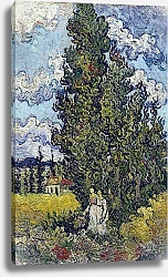 Постер Ван Гог Винсент (Vincent Van Gogh) Кипарисы и две женские фигуры