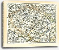 Постер Карта Богемии, Моравии и Австрийской Силезии