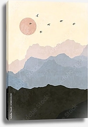 Постер Солнце над серыми скалами