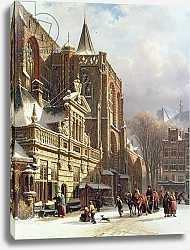 Постер Спрингер Корнелис View of the Hoofdwacht and the Grote Kerk, Zwolle