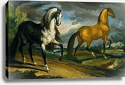 Постер Жерико Теодор Две лошади