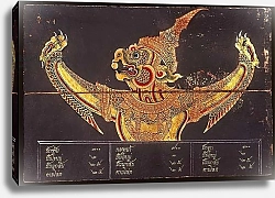 Постер Школа: Тайская Leaf of a manuscript on Thai military art depicting the image of a Garuda, 1815