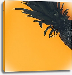 Постер Черный ананас на желтом фоне