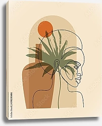 Постер Женский силуэт на фоне тропиков