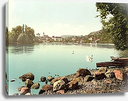Постер Швейцария. Тун, вид на озеро