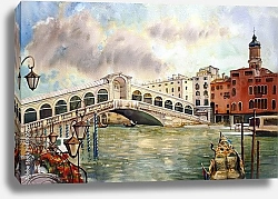 Постер  Вид на канал с моста Риальто, Венеция