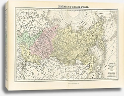 Постер Карта Сибири, азиатская часть России, 1878 г. 1