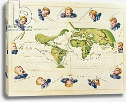 Постер Агнес Батиста (карты) Map of Magellan's Voyage Around the World, c.1540