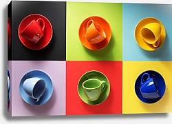 Постер Разноцветные кофейные чашки