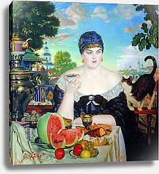 Постер Кустодиев Борис Купчиха за чаем