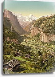 Постер Швейцария. Живописный вид города Лаутербруннен