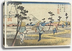 Постер Кэйсай Эйсэн No.8 Distant View of Mt. Fuji as Seen from Fukiage near Ko_nosu Station, 1830-1844