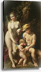 Постер Корреджо (Correggio) Venus with Mercury and Cupid, c.1525