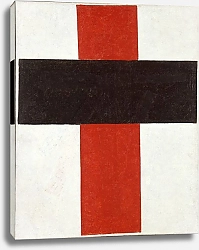 Постер Малевич Казимир Large cross in black over red on white