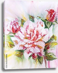 Постер Розовая роза с двумя бутонами