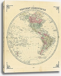 Постер Карта Западного полушария, 19 в. 1