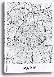 Постер Светлая вертикальная карта Парижа