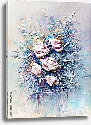 Постер Морозный букет розовых роз