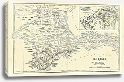 Постер Карта полуострова Крым и план Севастополя